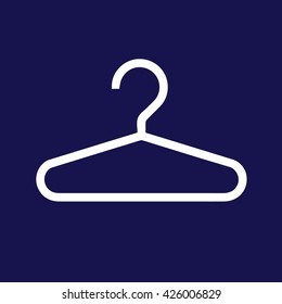 White hanger icon vector. Blue background
