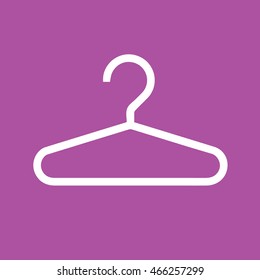 White hanger icon vector. Purple background