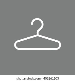 White hanger vector icon. Gray background