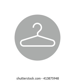 White hanger vector icon. Gray circle. Gray button