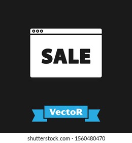 White Hanging sign with text Online Sale icon isolated on black background. Signboard with text Sale.  Vector Illustration