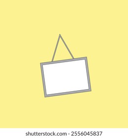 White hanging sign vector illustration. Empty or blank sign for store, restaurant or cafe.
