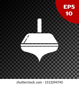 White Hanukkah dreidel icon isolated on transparent dark background.  Vector Illustration
