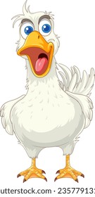 White Happy Duck cartoon character illustration