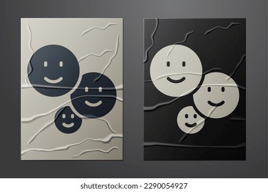 White Happy friendship day icon isolated on crumpled paper background. Everlasting friendship concept. Paper art style. Vector