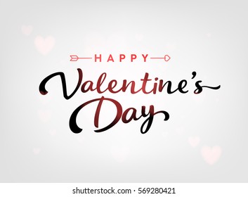 White happy valentines day card with hearts and arrow