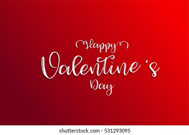 White Happy Valentine's Day Text on red Background For Card