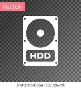 White Hard disk drive (HDD) icon isolated on transparent background. Vector Illustration