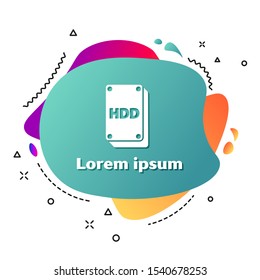 White Hard disk drive HDD icon isolated on white background. Abstract banner with liquid shapes. Vector Illustration
