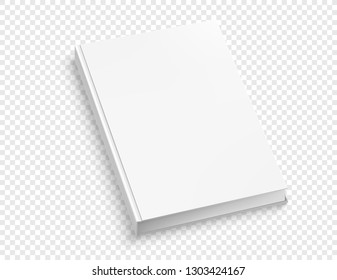 White hardcover book vector mock up isolated on white background. Closed book vector illustration