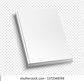 White hardcover scuare book album vector mock up on grey table. 
Closed book top view vector illustration