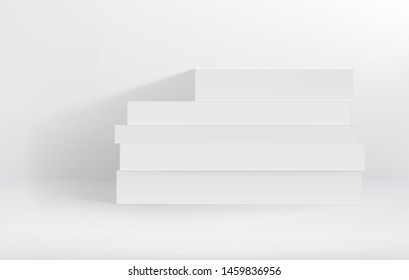 White hardcover stack of books vector illustration