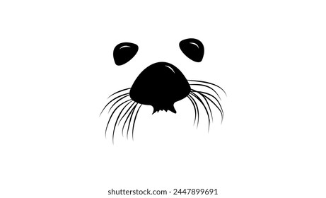 White Harp Seal, black isolated silhouette