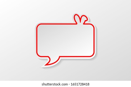 etiqueta blanca icono de Pascua feliz con el símbolo del discurso rojo. símbolo de la comunidad de medios sociales. estilo vectorial de papel moderno ilustración moderna.