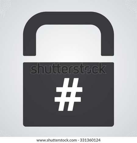 White Hashtag icon on black pad lock
