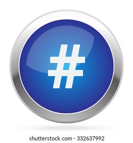 White Hashtag icon on blue web app button