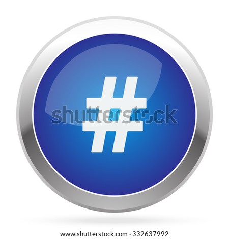 White Hashtag icon on blue web app button
