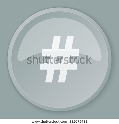 White Hashtag icon on grey web button