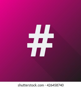 White Hashtag icon on pink background