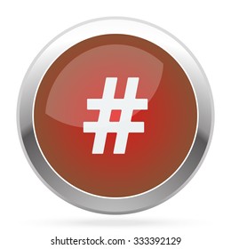 White Hashtag icon on red web app button