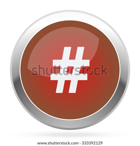 White Hashtag icon on red web app button
