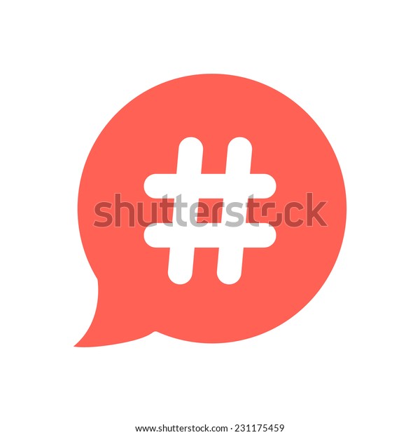White Hashtag Icon Red Speech Bubble Stock Vector (Royalty Free) 231175459