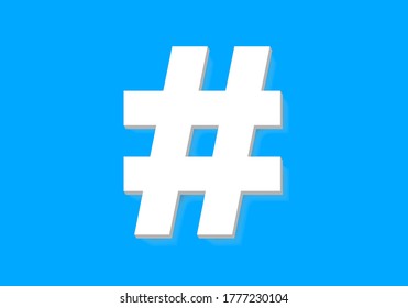 White Hashtag paper art symbol for social media background. Internet lifestyle. Information technology vector illustration