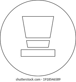 White hat in a white circle, illustration, vector on white background.