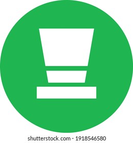 Sombrero blanco en un círculo verde, ilustración, vector sobre fondo blanco.