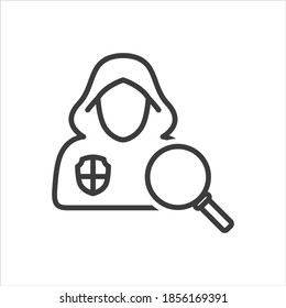 White Hat Hacker Search Icon On White Background