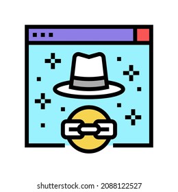 White Hat Link Color Icon Vector. White Hat Link Sign. Isolated Symbol Illustration