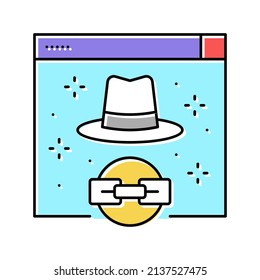 white hat link color icon vector. white hat link sign. isolated symbol illustration
