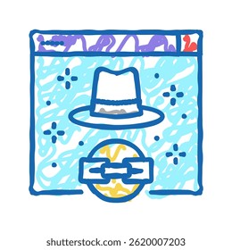Vector de boceto de icono de doodle de Enlace de sombrero blanco. signo de Enlace de sombrero blanco. ilustración de símbolo aislado