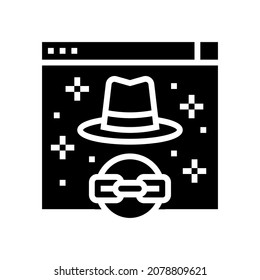 white hat link glyph icon vector. white hat link sign. isolated contour symbol black illustration