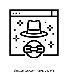 white hat link line icon vector. white hat link sign. isolated contour symbol black illustration