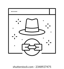 white hat link line icon vector. white hat link sign. isolated contour symbol black illustration