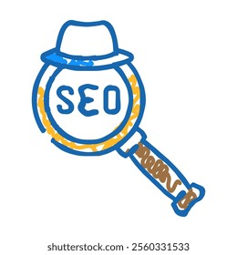 white hat seo doodle icon sketch vector. white hat seo sign. isolated symbol illustration