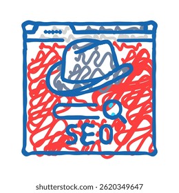white hat seo doodle icon sketch vector. white hat seo sign. isolated symbol illustration
