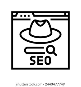 sombrero blanco seo línea icono vector. sombrero blanco seo signo. símbolo de contorno aislado ilustración negra