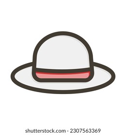 White Hat Thick Line Filled Colors For Personal And Commercial Use.
