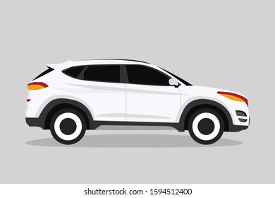 white hatchback car illustration vector