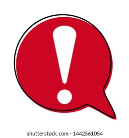 White Hazard warning symbol. vector ,attention sign or exclamation symbol in a Red speech bubble icon vector illustration flat style on white background