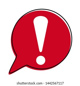 White Hazard warning symbol. vector ,attention sign or exclamation symbol in a Red speech bubble icon vector illustration flat style on white background - Vector