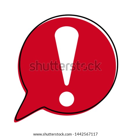 White Hazard warning symbol. vector ,attention sign or exclamation symbol in a Red speech bubble icon vector illustration flat style on white background - Vector