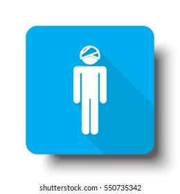White Head icon on blue web button