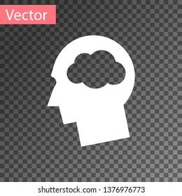 White Head silhouette with cloud icon isolated on transparent background. Dreaming sign. Vector Illustration