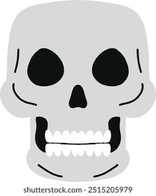 White Head Skull Illustration Clipart for Halloween