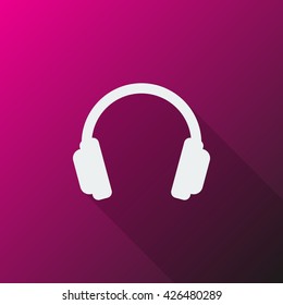 White Headphones icon on pink background