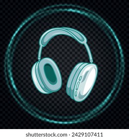 White Headphones on Carbon Background. Vector illustration