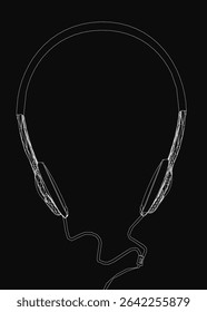 White headphones with a sleek, modern design rest on a black background, featuring soft ear cushions for comfort. The wireless over-ear design provides immersive sound quality, ideal for music lovers.